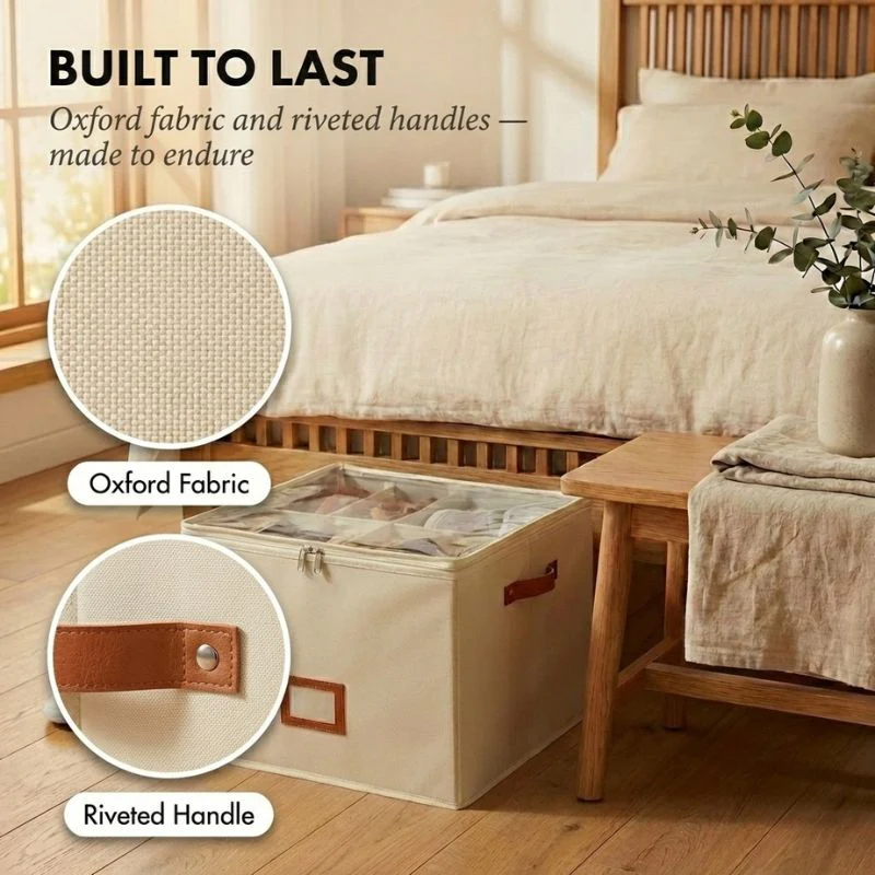 Alcove™ – Foldable Shoe Storage Box with Adjustable Dividers, Dustproof Lid & Handles | Holds 8-16 Pairs + 50% OFF - Image 4