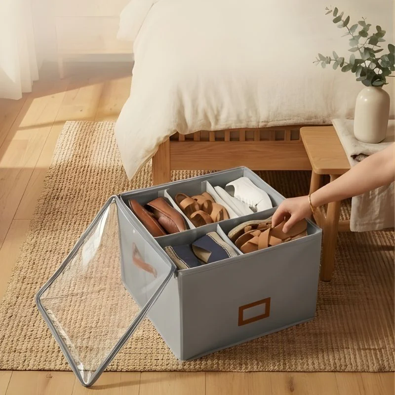 Alcove™ – Foldable Shoe Storage Box with Adjustable Dividers, Dustproof Lid & Handles | Holds 8-16 Pairs + 50% OFF - Image 7