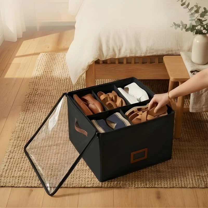 Alcove™ – Foldable Shoe Storage Box with Adjustable Dividers, Dustproof Lid & Handles | Holds 8-16 Pairs + 50% OFF - Image 8