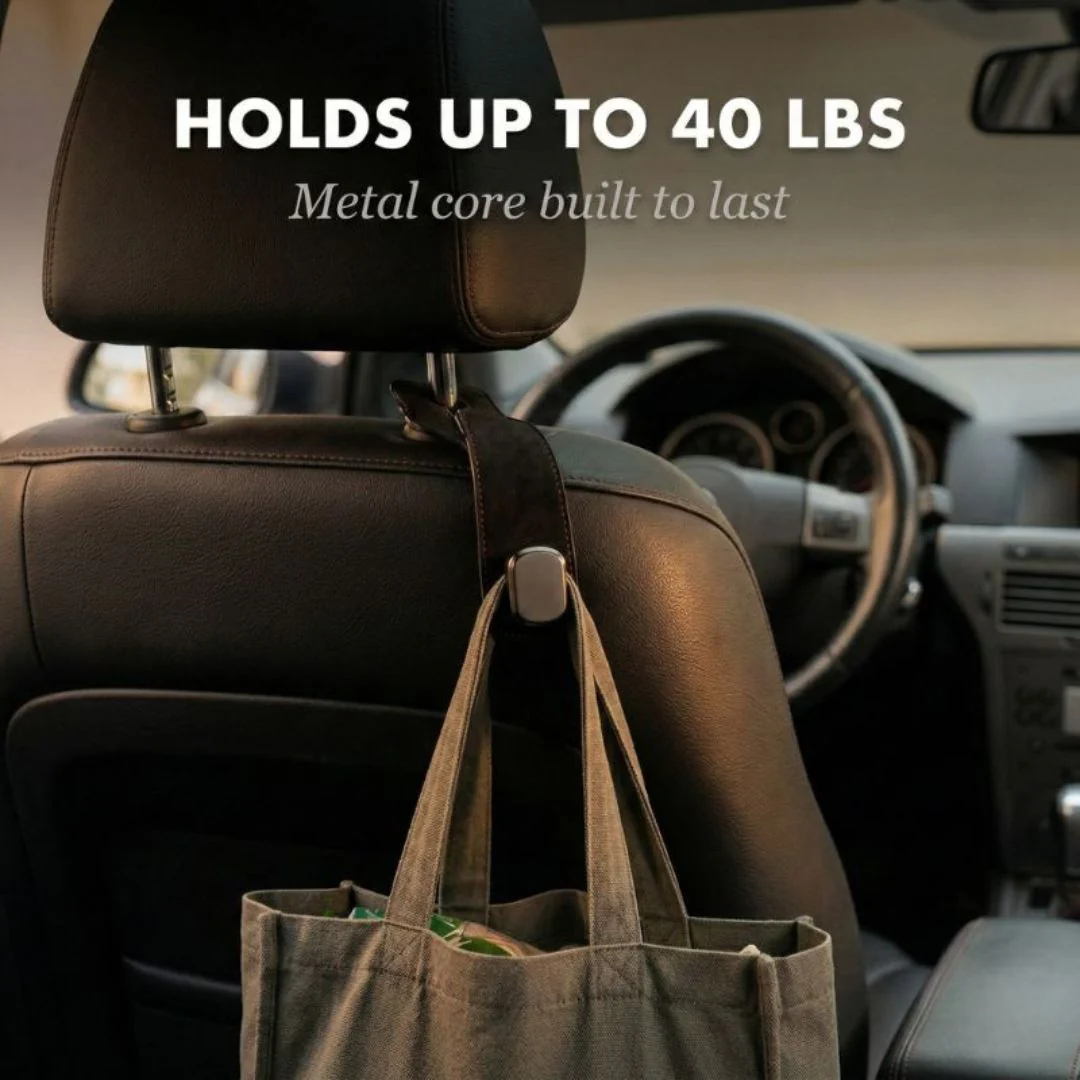 Anchor™ – Leather Car Headrest Hooks with Double Grip (Holds 30 lb) + 50% OFF - Image 2