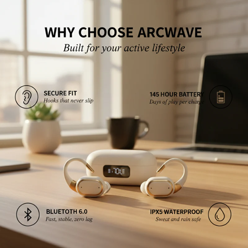 Arcwave™ – Open-Ear Hook Wireless Earbuds | 145Hr Battery, Waterproof, Bluetooth 6.0 + 50% OFF - Image 4