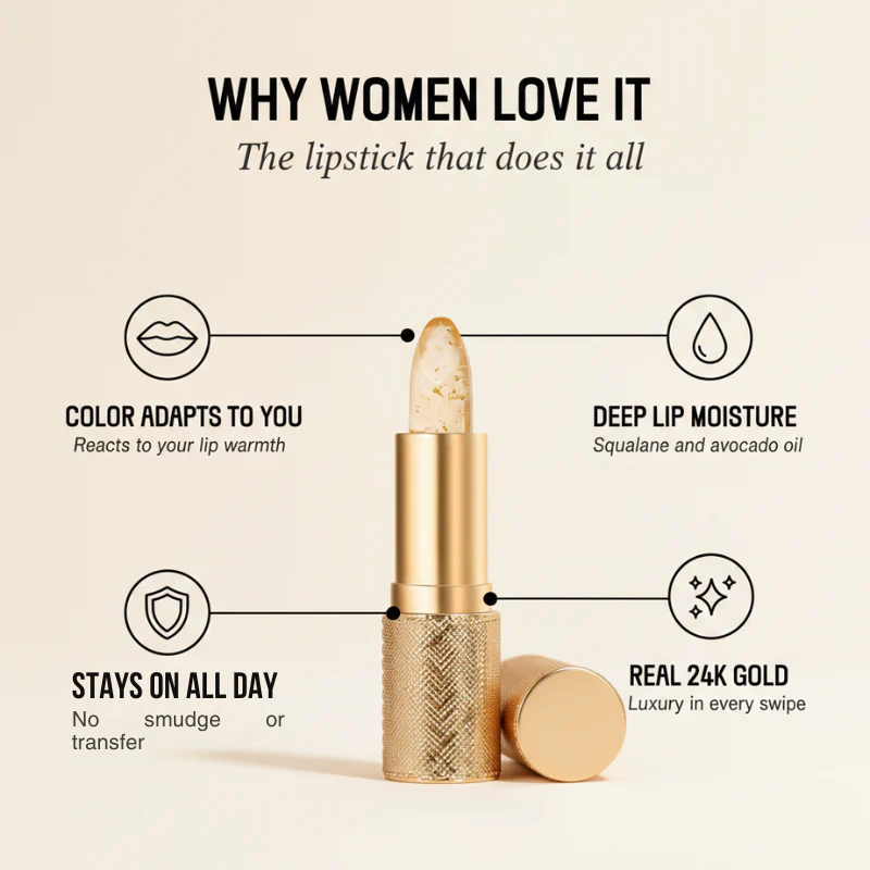 Aurebloom™ – 24K Gold Infused Color-Changing Lipstick | Transferproof & Moisturizing - 1+1 FREE - Image 2
