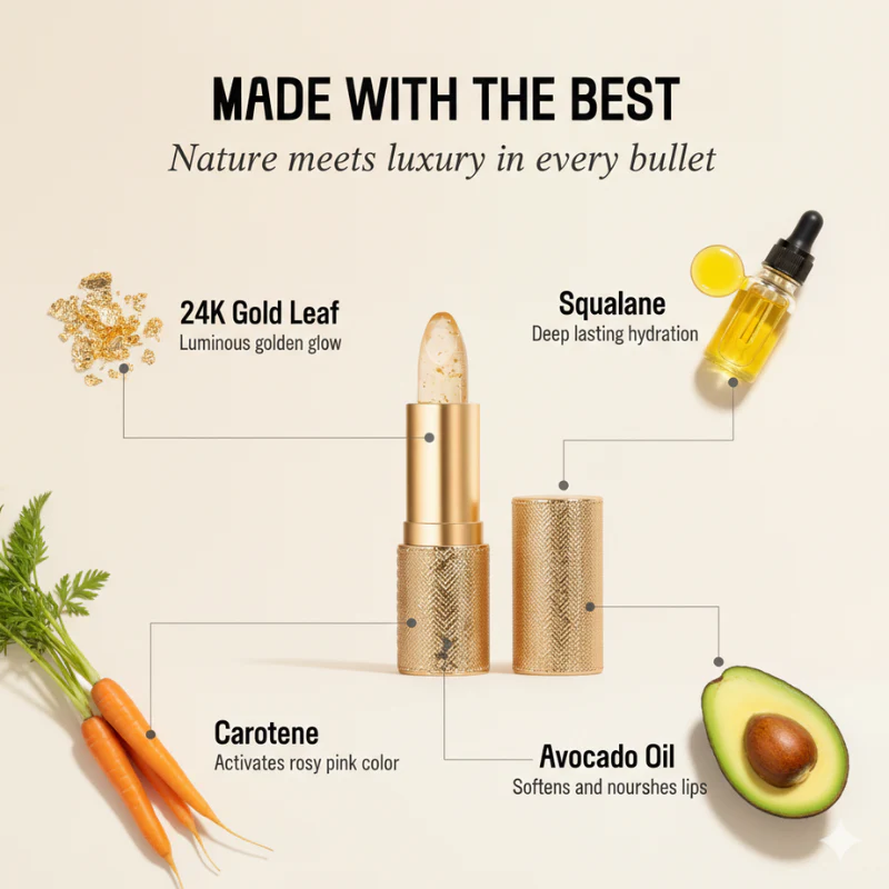 Aurebloom™ – 24K Gold Infused Color-Changing Lipstick | Transferproof & Moisturizing - 1+1 FREE - Image 4