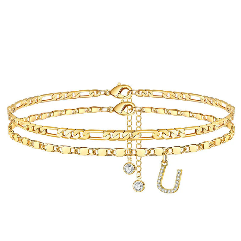 Avienne™ – Layered Gold Initial Anklet with Rhinestone Charm + 1+1 FREE - Image 29