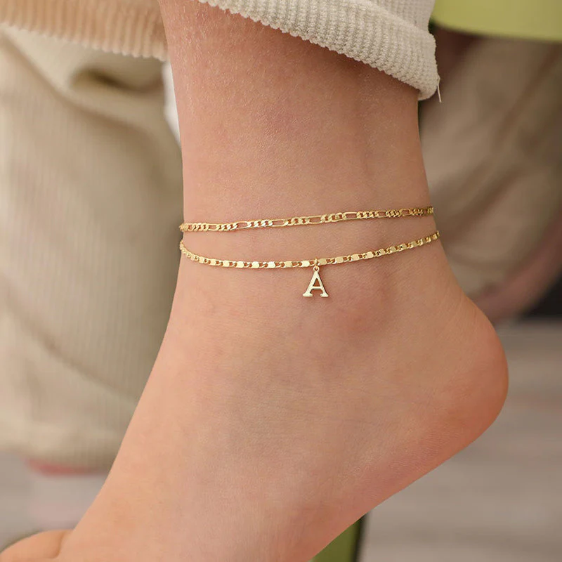 Avienne™ – Layered Gold Initial Anklet with Rhinestone Charm + 1+1 FREE - Image 4