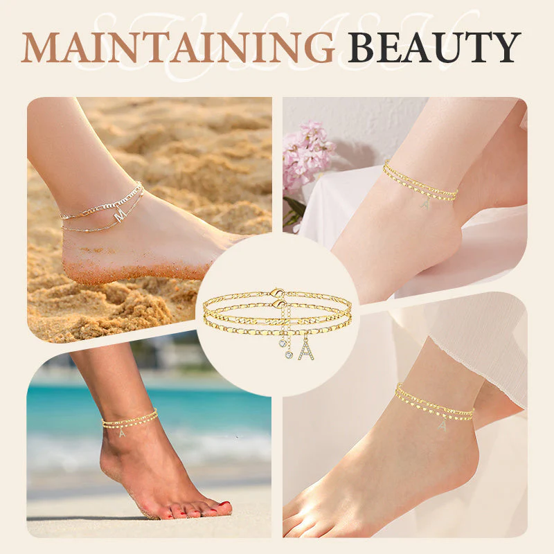 Avienne™ – Layered Gold Initial Anklet with Rhinestone Charm + 1+1 FREE - Image 6