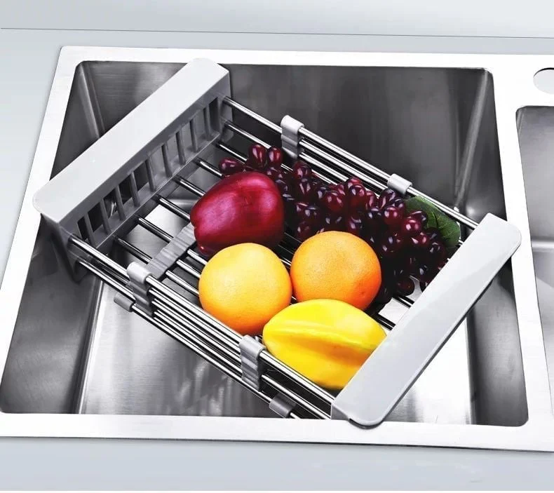 Basinwell™ – Expandable Stainless Steel Over-Sink Dish Drainer & Produce Rack + 50% OFF