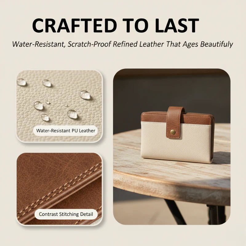 Bellmara™ – Vintage Two-Tone RFID Blocking Compact Leather Wallet + 50% OFF - Image 3
