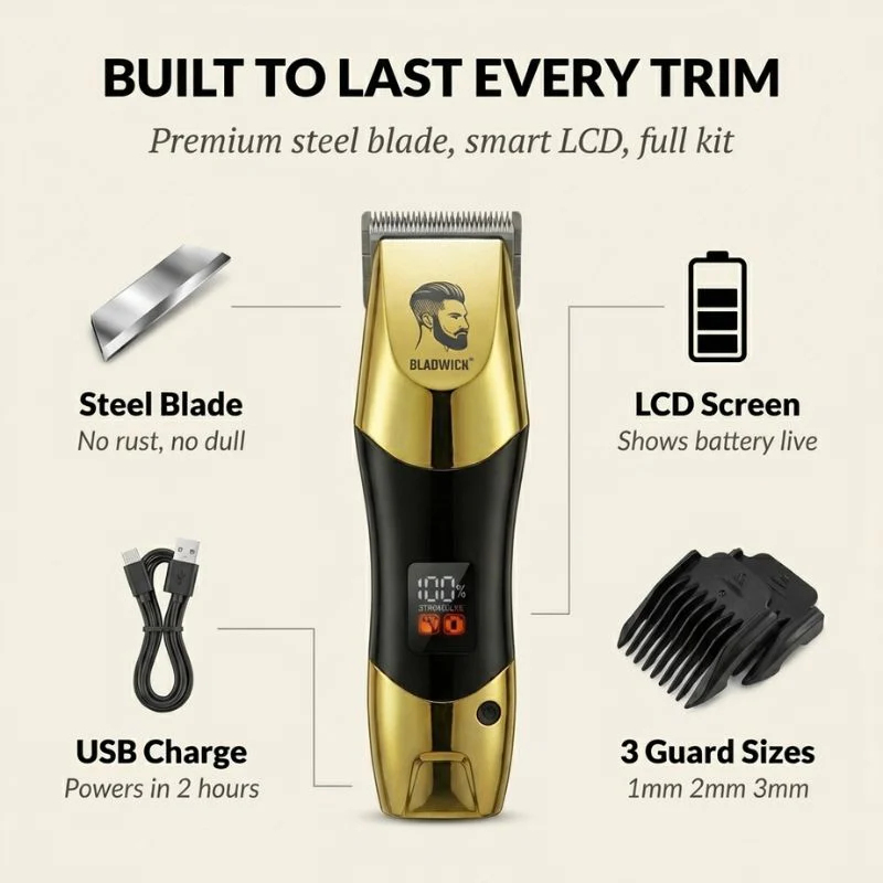 Bladwick™ – LCD Display, Stainless Steel Men's Hair Clippers & Beard Trimmer + 50% OFF - Image 3