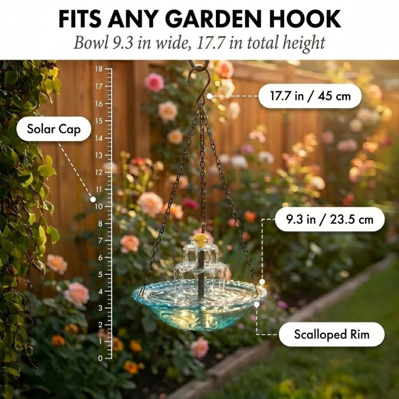 Bower™ – Solar Cascade Hanging Bird Bath Fountain + 50% OFF - Image 5