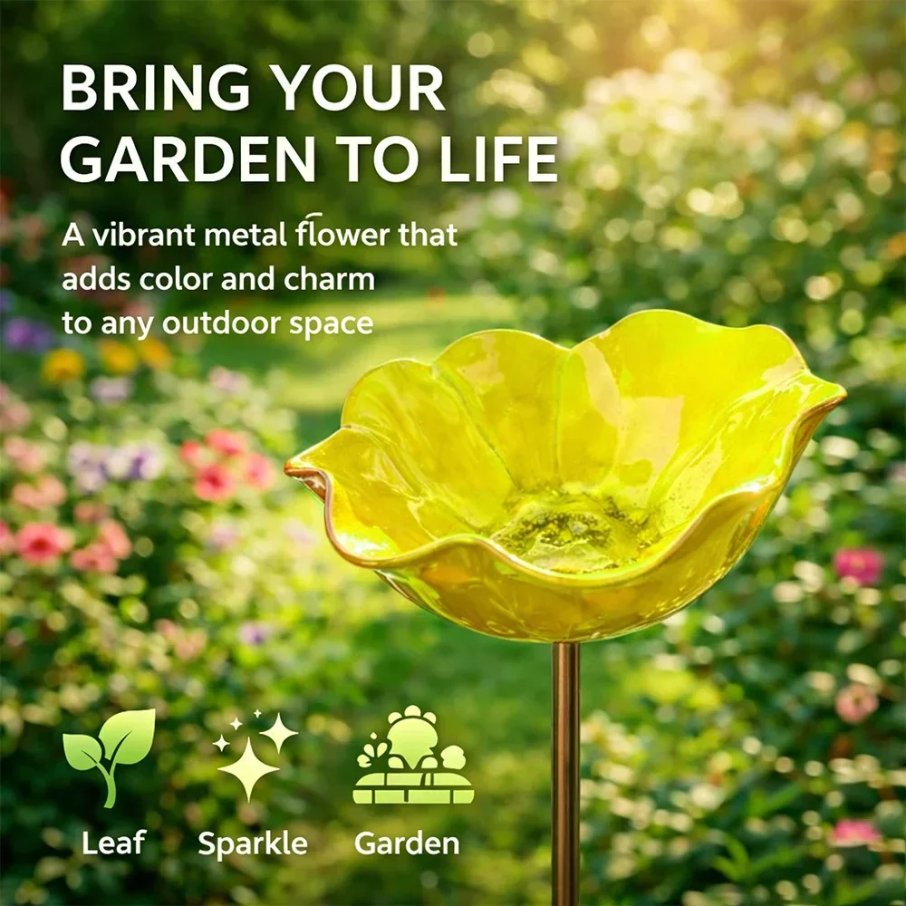 Briarcroft™ – Handcrafted Metal Poppy Garden Stake with Bird Bath Bowl + 50% OFF - Image 19