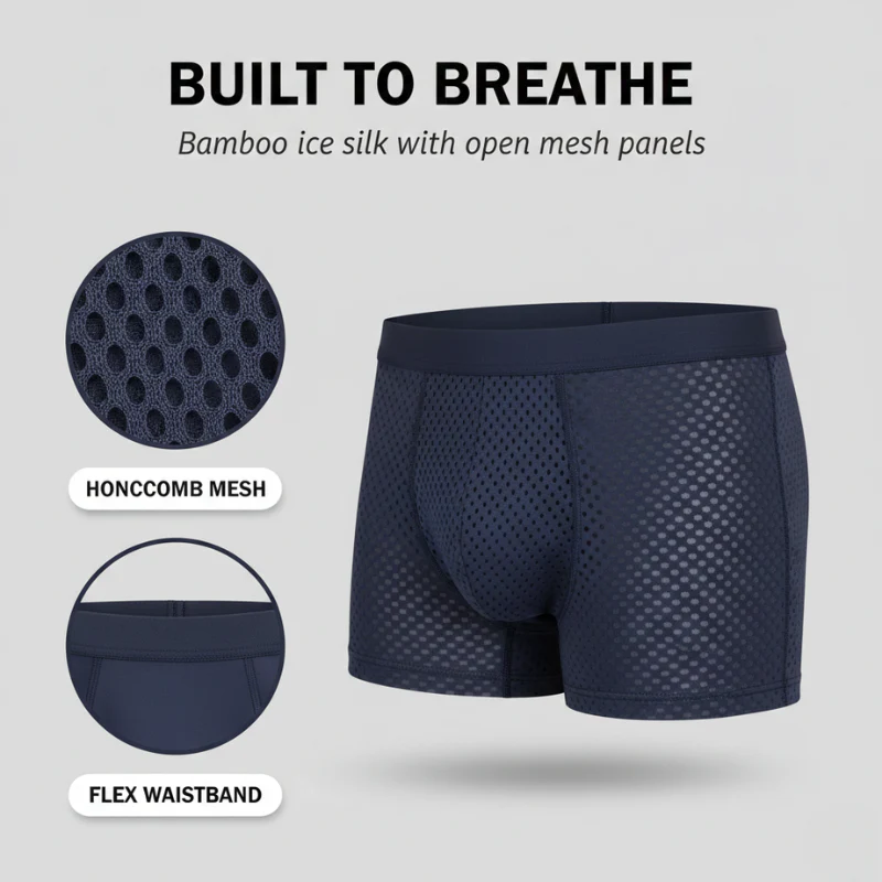 Brixon™ – Bamboo Ice Silk Boxer Briefs with Honeycomb Ventilation | 4-Pack + 50% OFF - Image 3