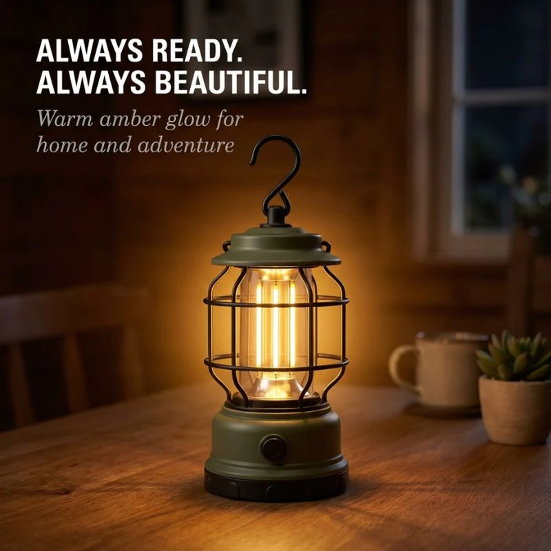 Burnwick™ – Rechargeable Retro LED Camping Lantern with Stepless Dimming + 50% OFF
