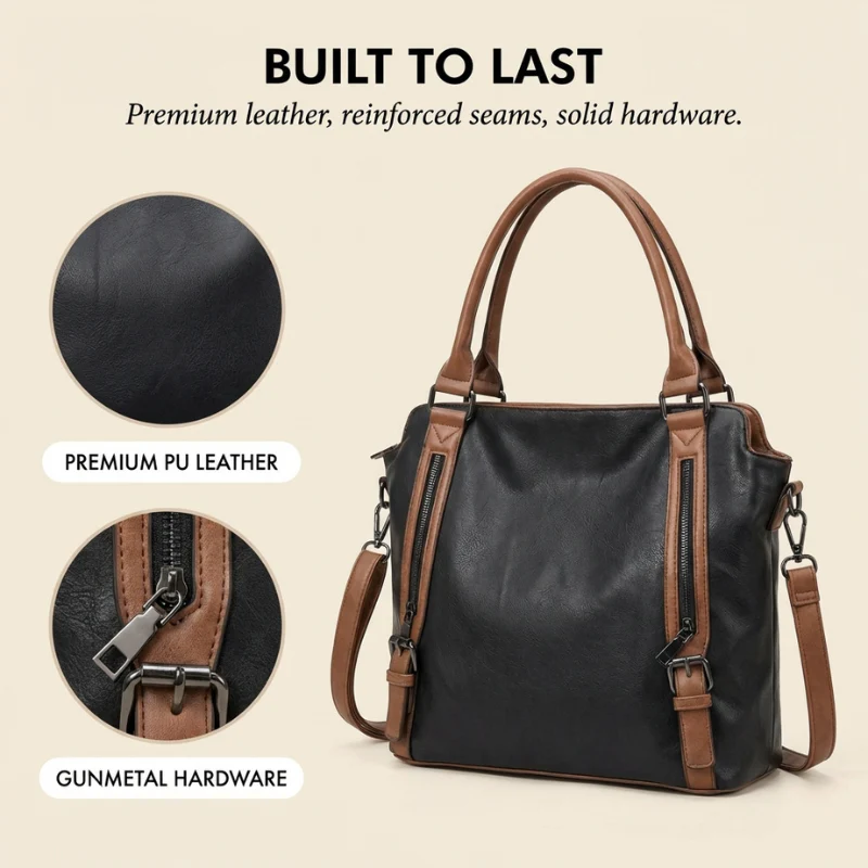 Carvelle™ – Large 3-Way Carry PU Leather Tote Bag for Women + 50% OFF - Image 4