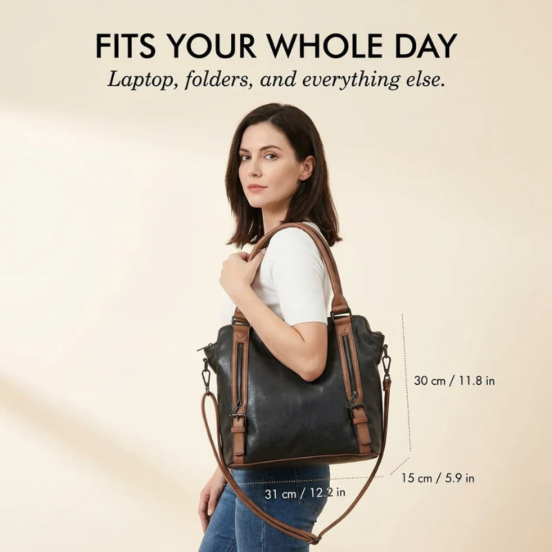 Carvelle™ – Large 3-Way Carry PU Leather Tote Bag for Women + 50% OFF - Image 5