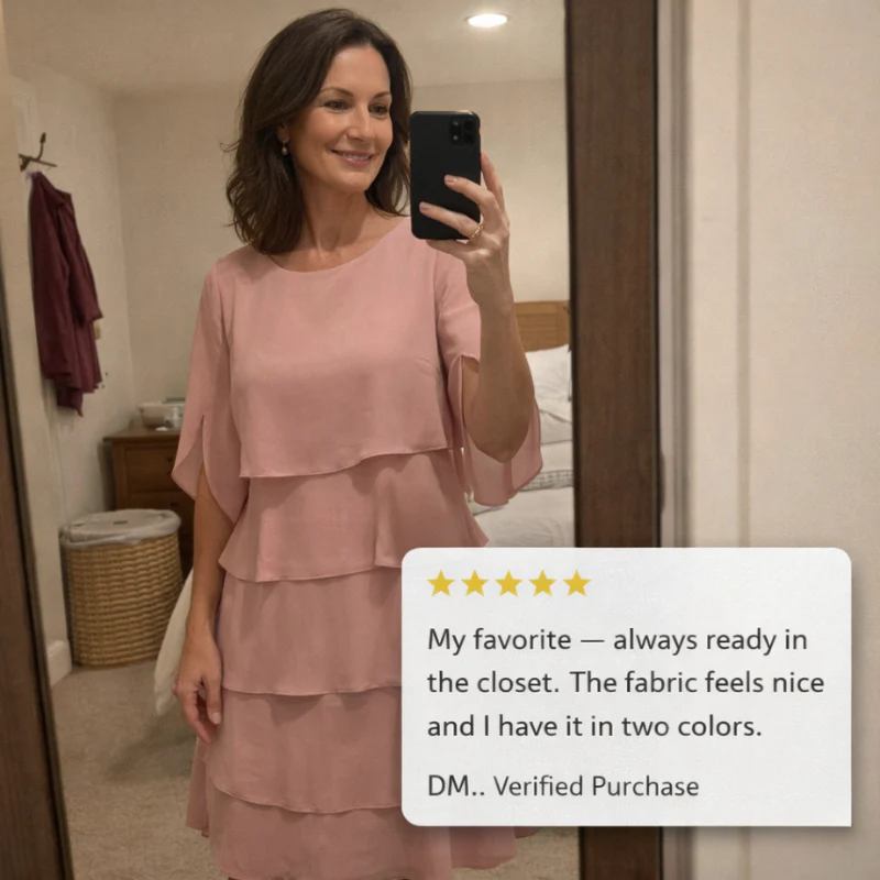 Cascade™ – Tiered Ruffle Flutter Sleeve Women's Dress + 50% OFF - Image 5