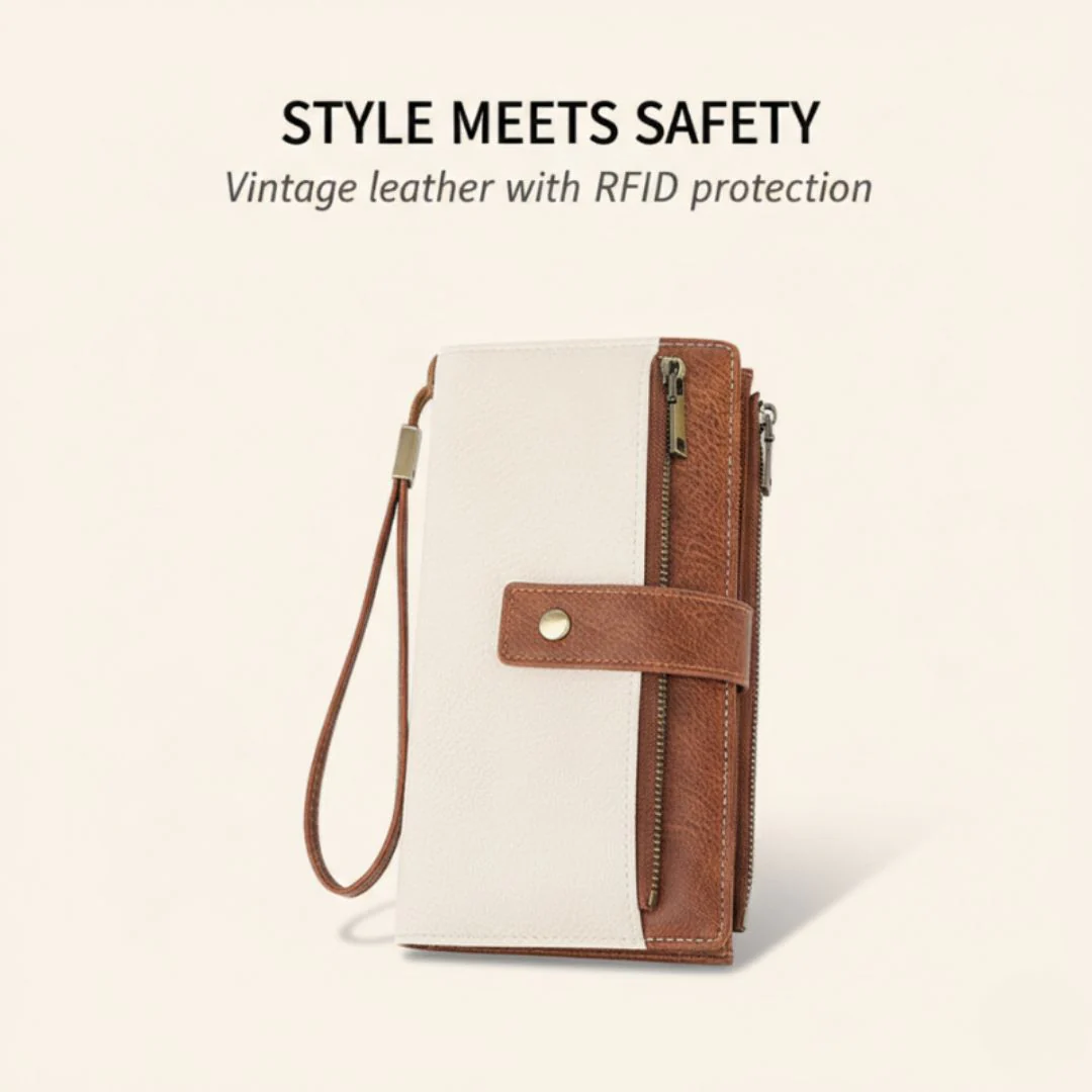 Clasp™ – RFID Blocking Retro Color-Block Women's Tri-fold Wristlet Wallet + 50% OFF