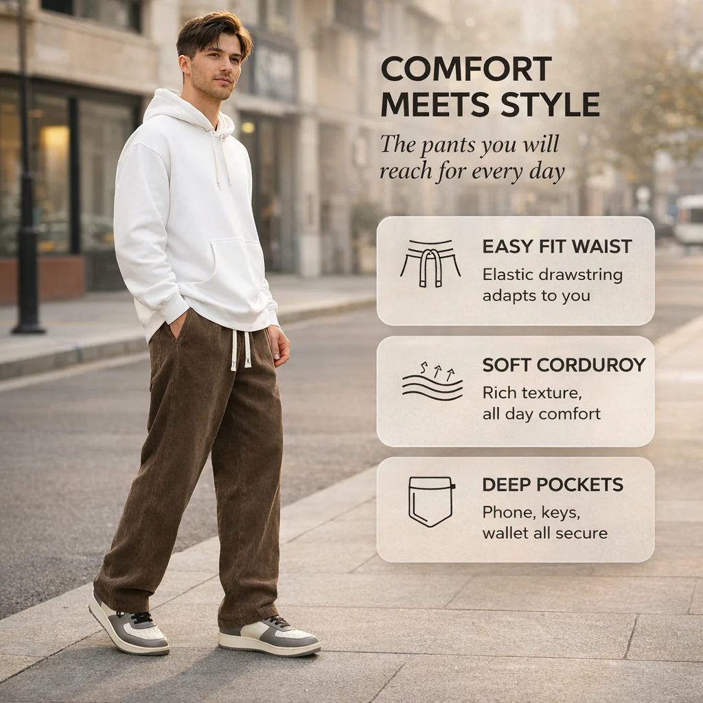 Cordwell™ – Relaxed Straight-Leg Corduroy Drawstring Pants for Men + 50% OFF - Image 8