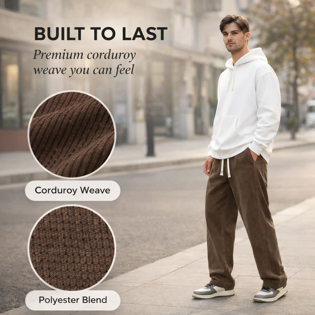 Cordwell™ – Relaxed Straight-Leg Corduroy Drawstring Pants for Men + 50% OFF - Image 9