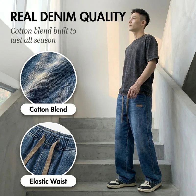 Cresvik™ – Wide-Leg Drawstring Baggy Jeans for Men + 50% OFF - Image 5