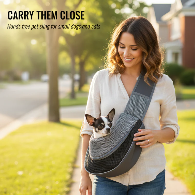 Denway™ – Hands-Free Breathable Mesh Pet Sling Carrier for Small Dogs & Cats + 50% OFF