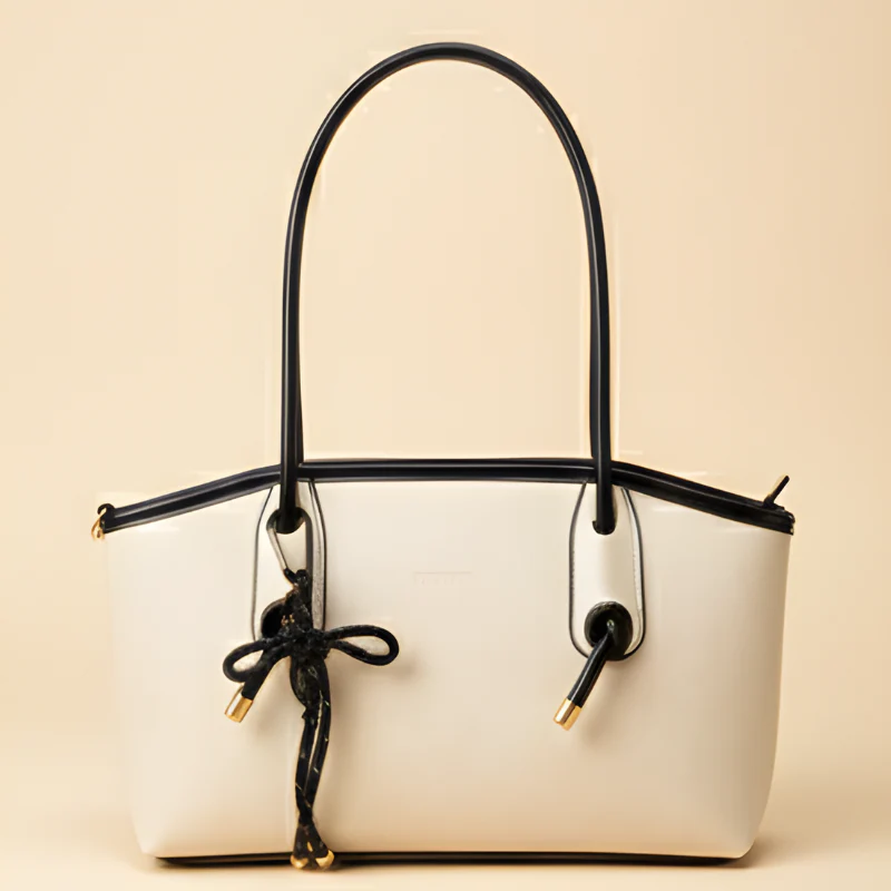 Drape™ – Vintage Bow Accent Leather Shoulder Tote Bag + 50% OFF - Image 7