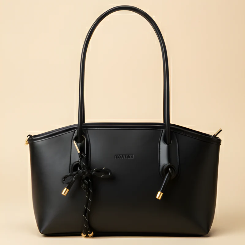 Drape™ – Vintage Bow Accent Leather Shoulder Tote Bag + 50% OFF - Image 9
