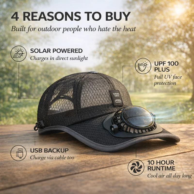 Driftcap⢠â Solar Fan Hat with UV Protection & Breathable Mesh + 50% OFF - Image 3