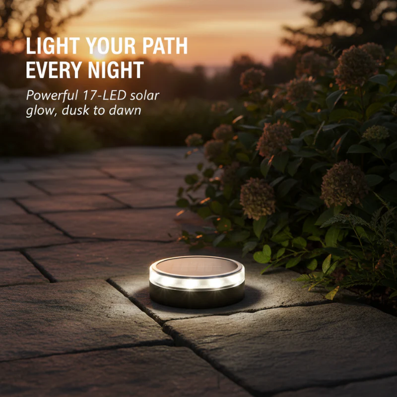Duskwell™ – 17-LED Solar Ground Lights, Auto On/Off, IP65 Waterproof (4-Pack) + 50% OFF