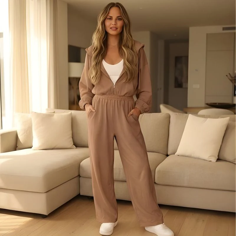 Easwick™ – Zip-Up Cropped Hoodie & Wide-Leg Pants Women's Lounge Set + 50% OFF - Image 8