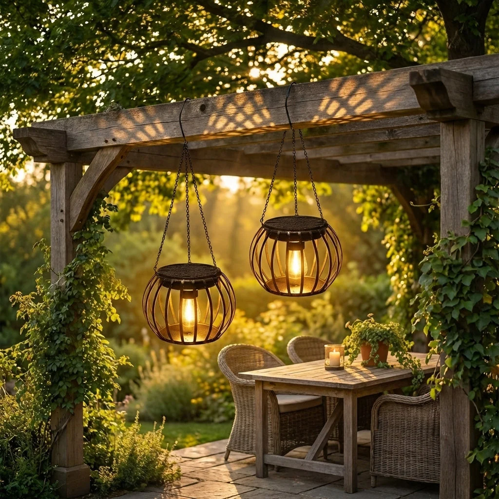 Emberveil⢠ā Retro Metal Mesh Solar Hanging Lanterns (2-Pack) + 50% OFF