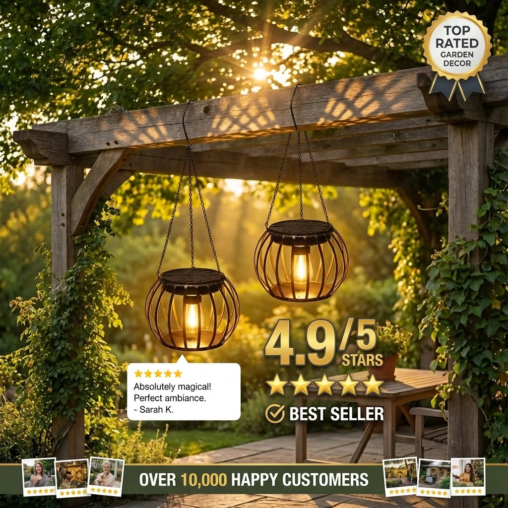 Emberveil⢠ā Retro Metal Mesh Solar Hanging Lanterns (2-Pack) + 50% OFF - Image 5