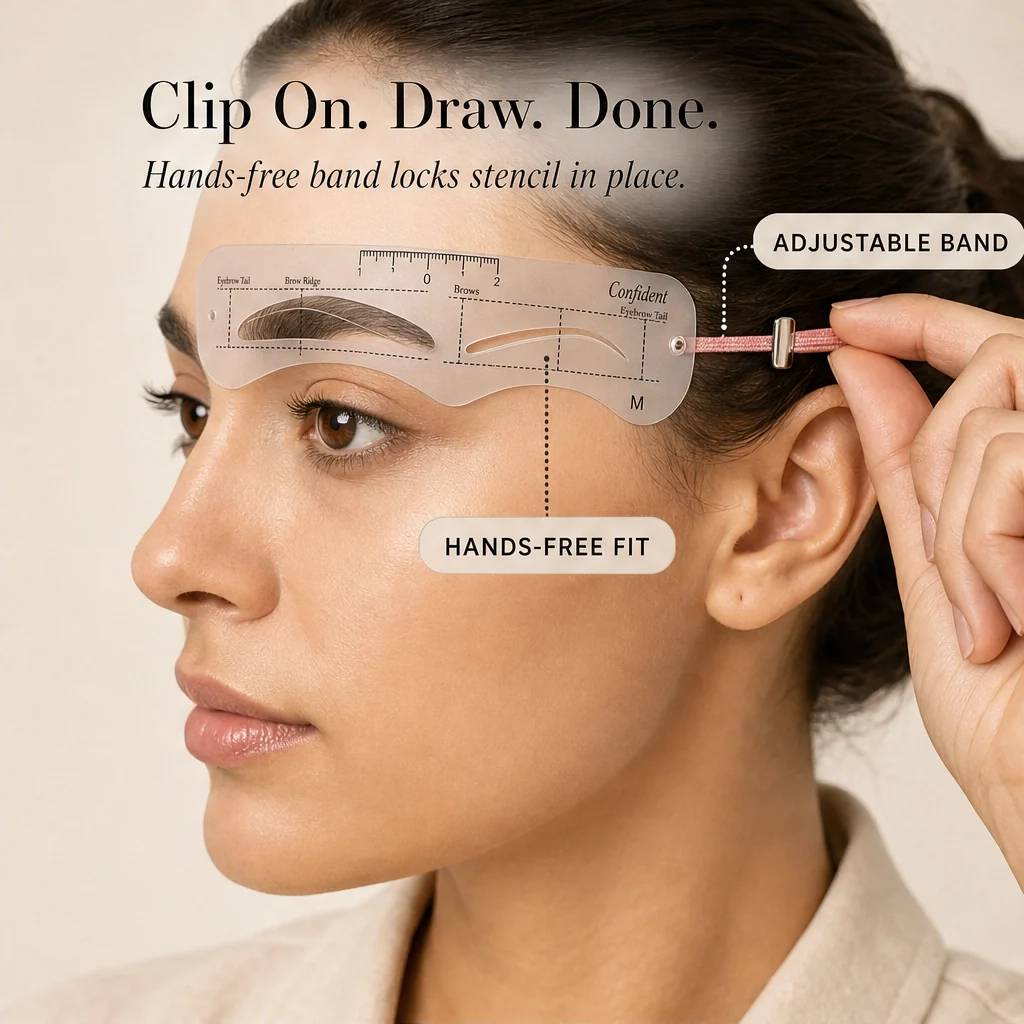 Finesse™ – 12-Shape Eyebrow Stencil Kit with Adjustable Strap & Ruler + 1+1 FREE - Image 3