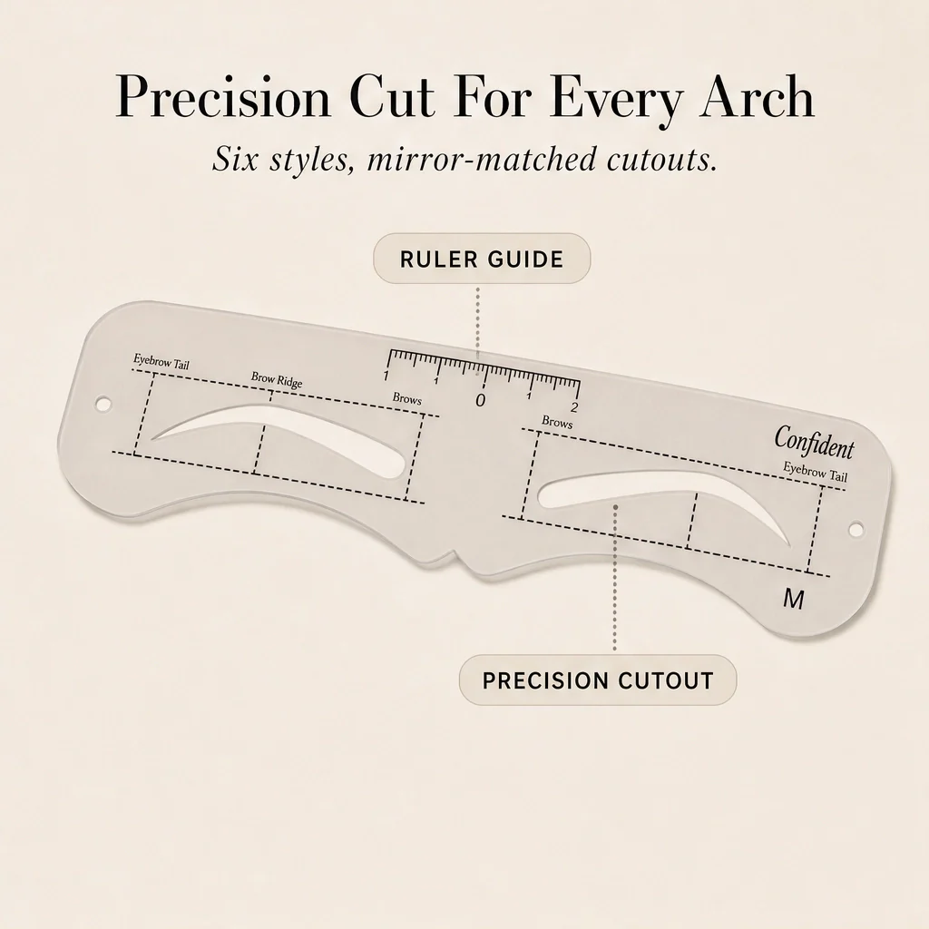 Finesse™ – 12-Shape Eyebrow Stencil Kit with Adjustable Strap & Ruler + 1+1 FREE - Image 4