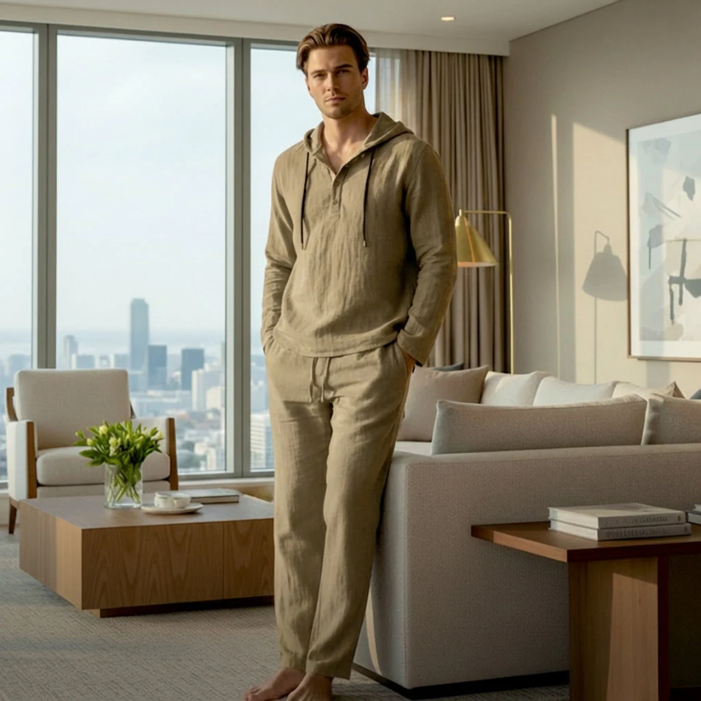 Flaxen™ – Soft Linen-Cotton Hoodie & Pants Men's 2-Piece Set + 50% OFF - Image 8