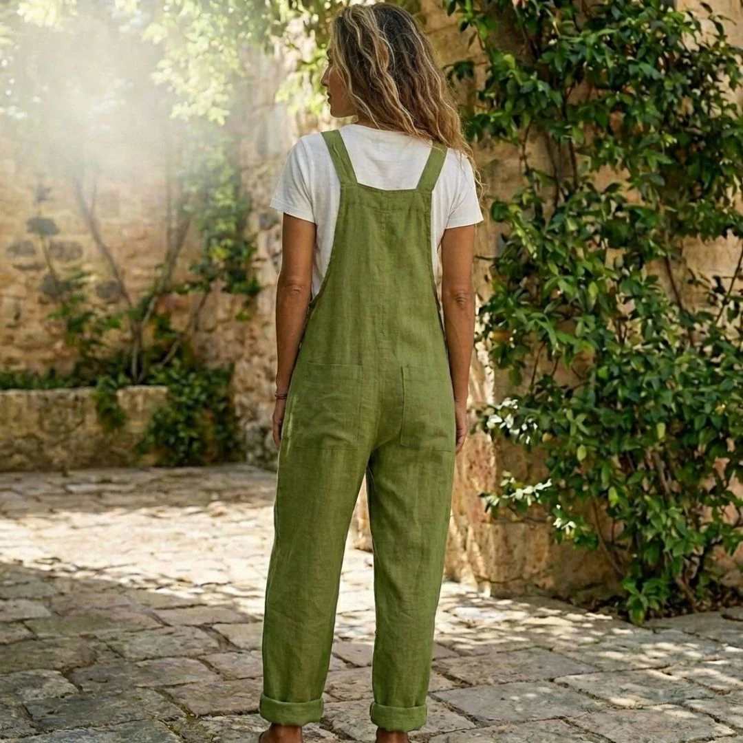 Flaxwell™ – Adjustable Strap Button-Front Women's Casual Linen Overalls + 50% OFF - Image 3