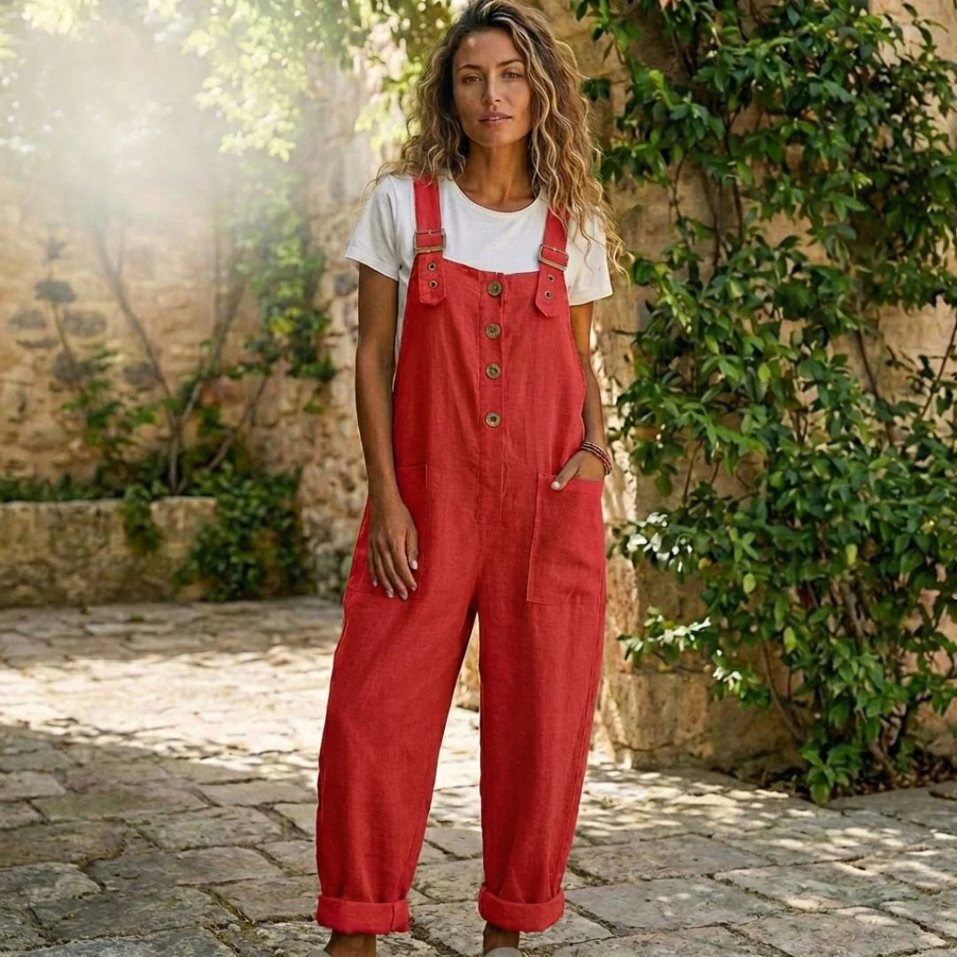 Flaxwell™ – Adjustable Strap Button-Front Women's Casual Linen Overalls + 50% OFF - Image 7