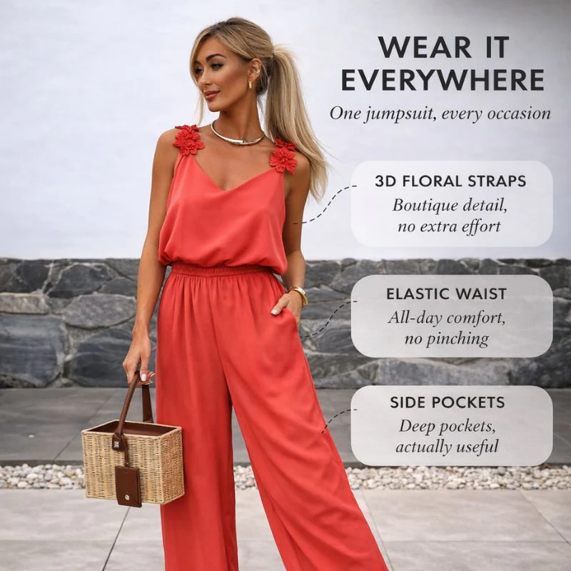Fleurova™ – Floral Strap Wide-Leg Sleeveless Jumpsuit for Women + 50% OFF - Image 4