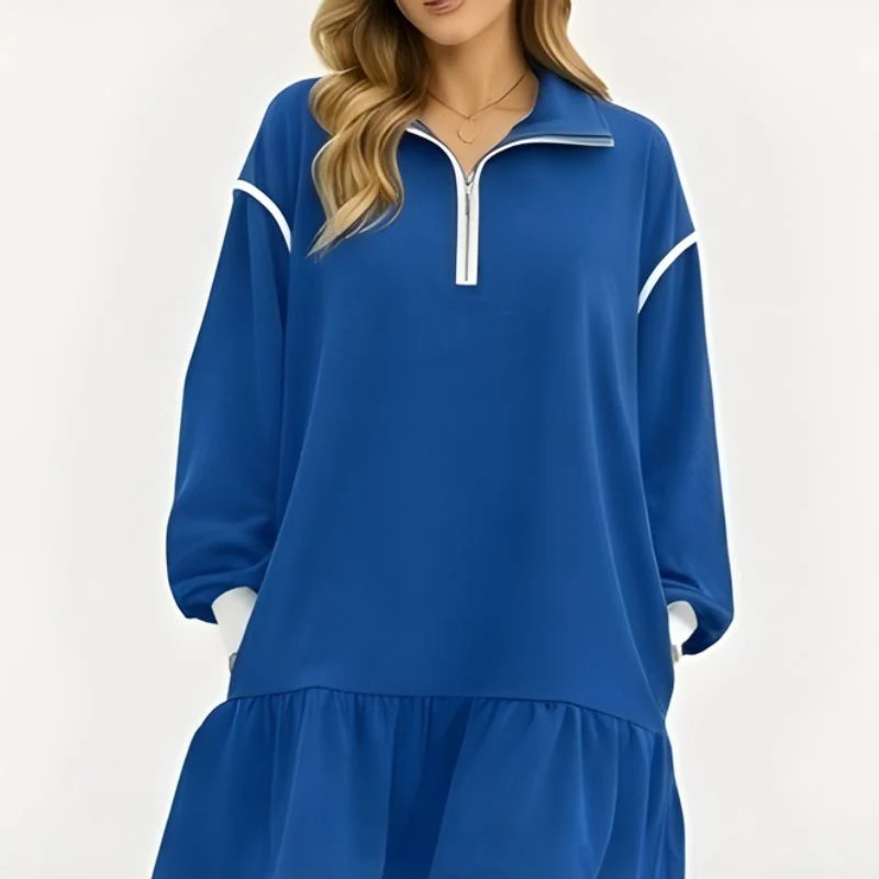 Flounce™ – Half-Zip Ruffle Hem Long Sleeve Sweatshirt Dress + 50% OFF - Image 11