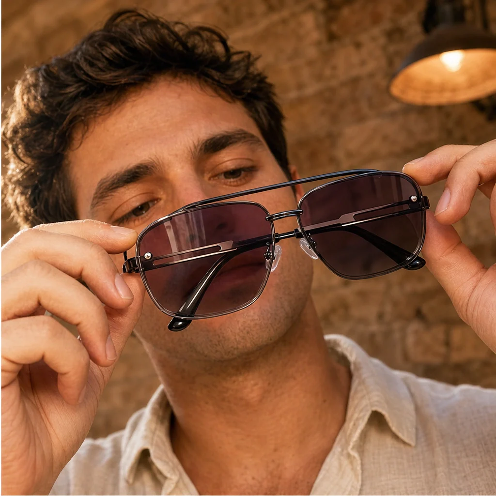 Halsted™ – Retro Double-Bridge Metal Frame Sunglasses with UV400 Protection + 50% OFF - Image 3