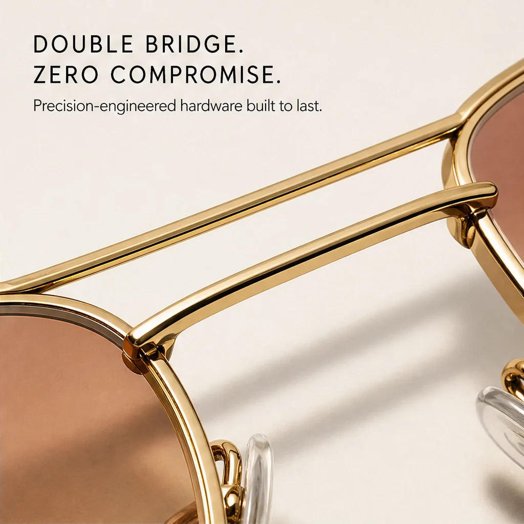 Halsted™ – Retro Double-Bridge Metal Frame Sunglasses with UV400 Protection + 50% OFF - Image 8