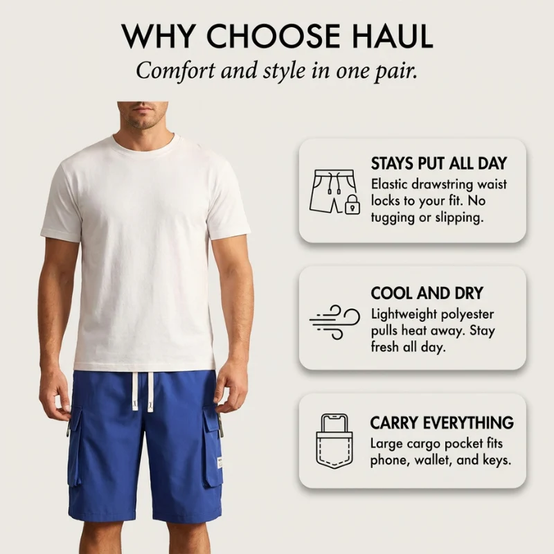 Haul™ – Elastic Drawstring Waist Cargo Shorts for Men + 50% OFF - Image 4