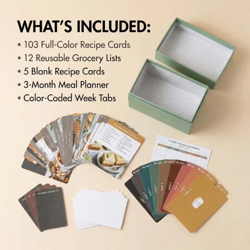 Hearthwell™ – 12-Week Slow Cooker Meal Planning Kit with 103 Photo Recipe Cards & Reusable Grocery Lists + 50% OFF - Image 6