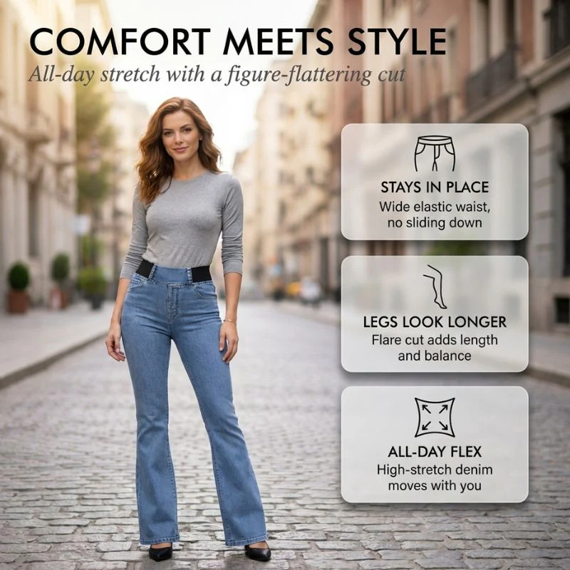 Hemline™ – High Waist Elastic Flare Jeans for Women + 50% OFF - Image 4