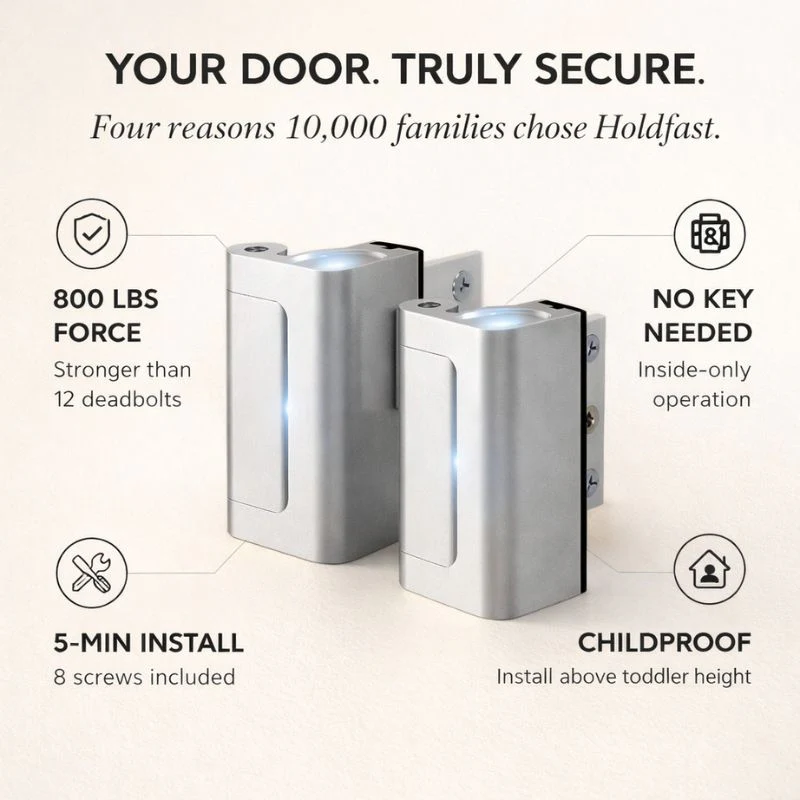 Holdfast™ – 800 lbs Door Reinforcement Lock, 2 Pack Security Latch for Inward Swinging Doors + 50% OFF - Image 4