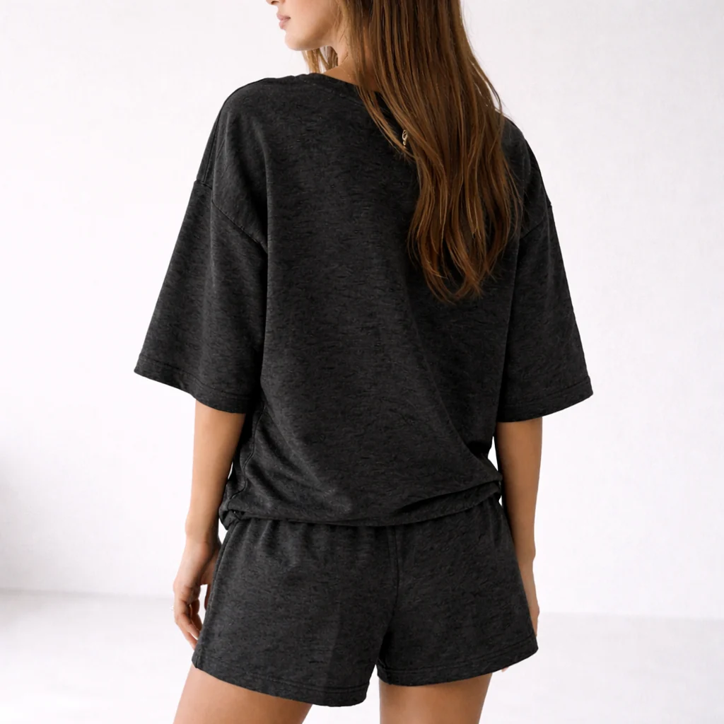 Hushwear™ – Oversized Lounge Set Women 3/4 Sleeve Top & Elastic Waist Shorts + 50% OFF - Image 3