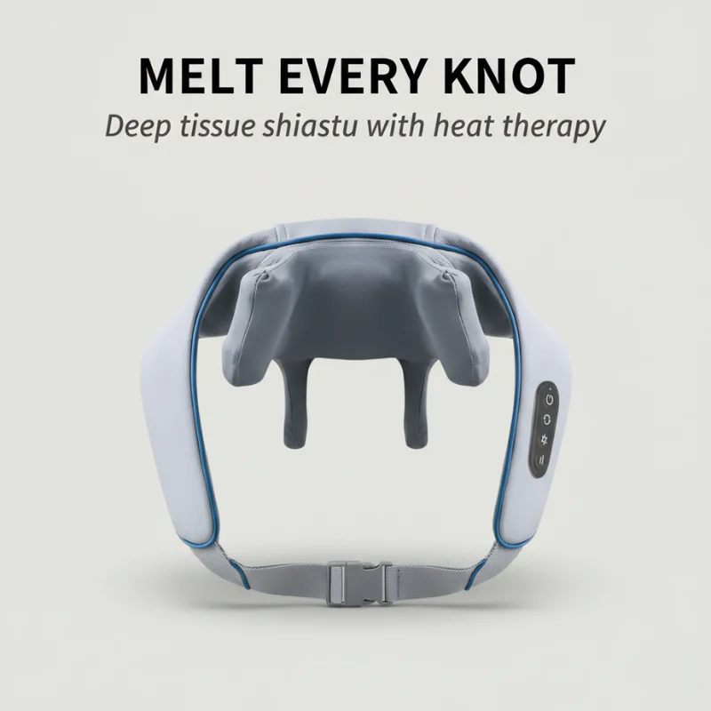 Knotera™ – 4D Deep-Tissue Shiatsu Neck & Shoulder Massager with Heat + 50% OFF