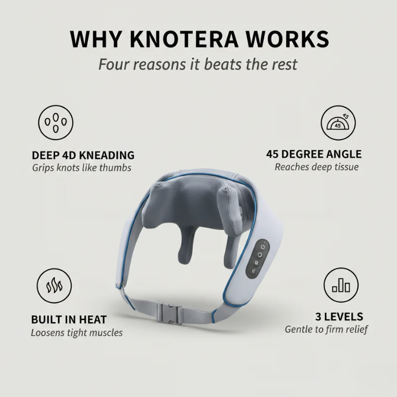 Knotera™ – 4D Deep-Tissue Shiatsu Neck & Shoulder Massager with Heat + 50% OFF - Image 4