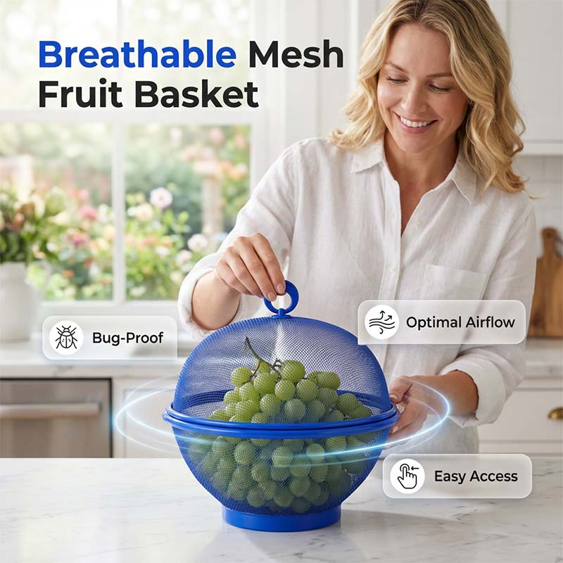 Larder™ – Breathable Mesh Fruit Basket with Lid & Built-In Colander + 50% OFF