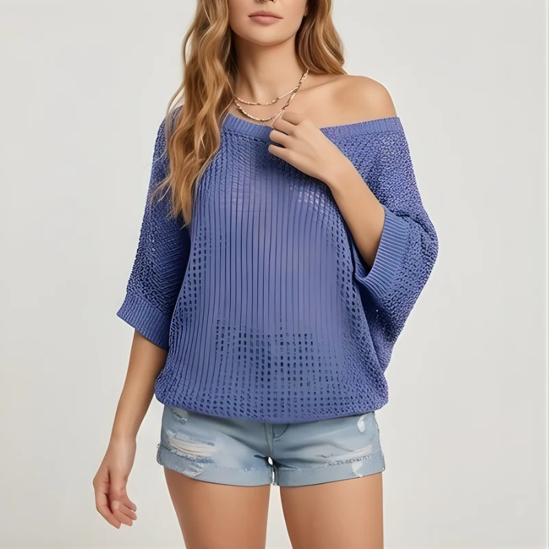 Lattice™ – Open-Weave Crochet Knit Off-Shoulder Summer Top + 50% OFF - Image 9